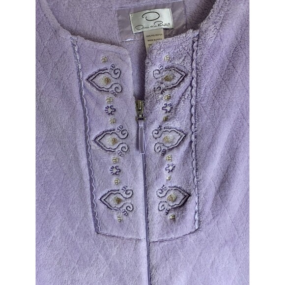 Oscar de la Renta Robe Size L/XL Light Purple Full Zip Plush Long Housecoat Vtg - Picture 7 of 9